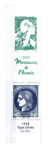Frankreich. Cerere von 1938 und Marianna dell'Avvenire 2024. Libretto.