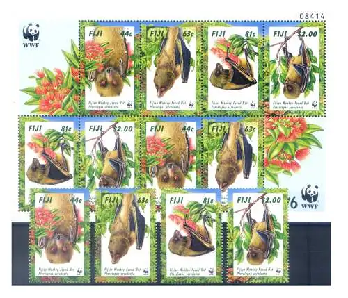 Fidschi. Fauna. Pipistrelli 1997. Serie + Kleinbogen.