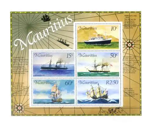 Mauritius. Postschiffe 1976. Blatt.