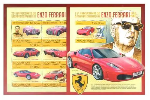 Mosambik. Autos. Enzo Ferrari 2013. Serie + Zettel.