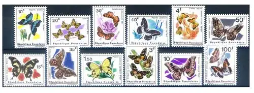 Ruanda. Definitiv. Fauna. Farfalle 1965-1966.