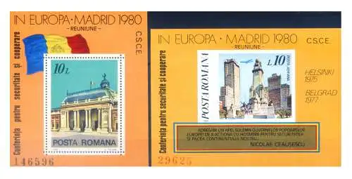 Rumänien. Europäische Sicherheitskonferenz 1980. 2 Zettel.