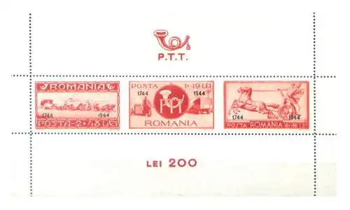 Rumänien. Postreform. 1944 überdruckt. Bogen.