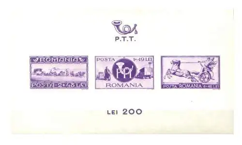 Rumänien. Postreform 1944. Blatt. Ungezähnt.