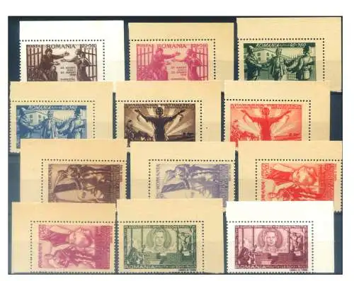 Rumänien. Kommunistische Miliz 1945. Serie mit gemischtem Papiertyp.