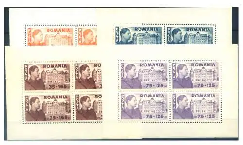 Rumänien. Stiftung König Karl I 1945. 4 Miniblätter.