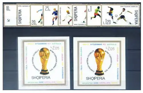 Albanien. Sport. Fußball 1974. Serie + 2 Zettel.