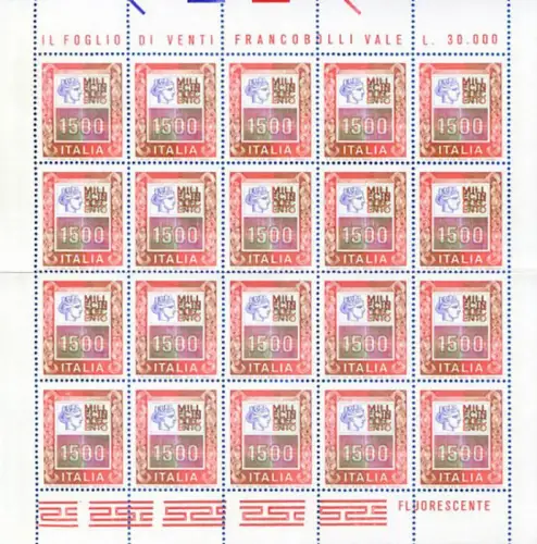 Italienische Republik. Hohe Werte 1978-79. 5 gefaltete Miniblätter.
