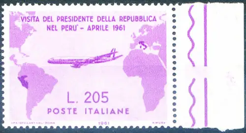 Italienische Republik. Gronchi rosa 1961. Bogenrand und gut zentriert.