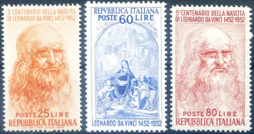 Italienische Republik. Leonardo da Vinci 1952.