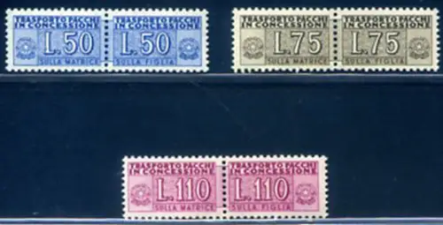 Italienische Republik. Konzessionspakete 1953. Filigranes Rad III gerade.