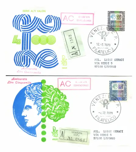Italienische Republik. Hohe Werte 1978-1979. 5 FDC.