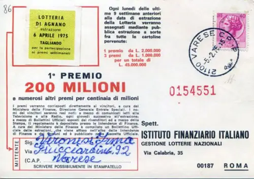 Italienische Republik. Syrakus. Fälschung aus der Zeit 1974.