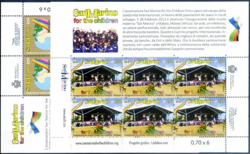 San Marino. Schule in Malawi 2013. 2 Miniblätter.