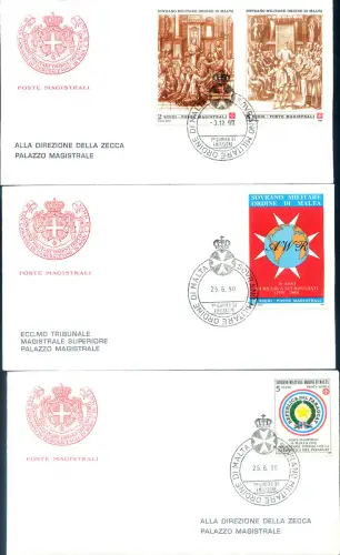 SMOM. Kompletter Jahrgang der FDC 1990. Weihnachten - aus Blatt - fehlt.