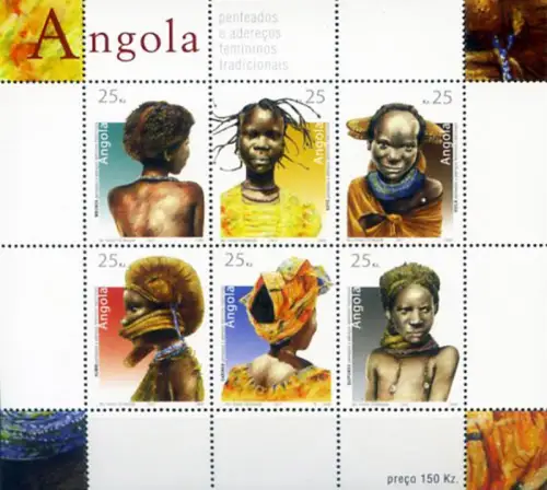 Angola. Traditionelle Damenfrisuren 2003. Kleinbogen.