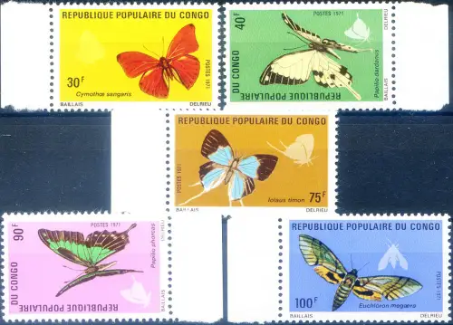 Brazzaville. Fauna. Farfalle 1971.