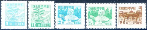 Korea. Süd. Definitiv. Wiederaufforstung und nationale Symbole 1953. Spur von Linguella.