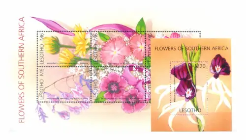Lesotho. Flora. Blumen 2002. Serie + Zettel.