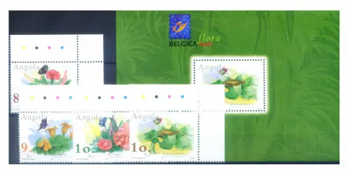 Angola. Flora und Fauna. Blumen und Schmetterlinge 2001. Serie + Zettel.