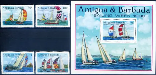Antigua und Barbuda. Sport. Kerze 1988. Serie + Zettel.