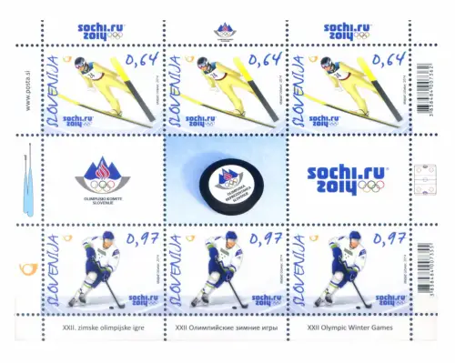 Slowenien. Sport. Olympische Spiele Sotschi 2014. Kleinbogen.