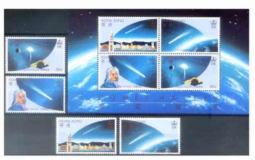 Hongkong. Halleyscher Komet 1986. Serie + Zettel.