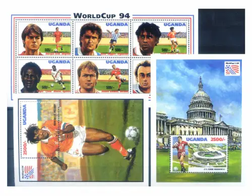 Uganda. Sport. Fußball 1994. Serie + 2 Zettel.