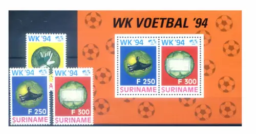 Suriname. Sport. Fußball 1994. Serie + Zettel.