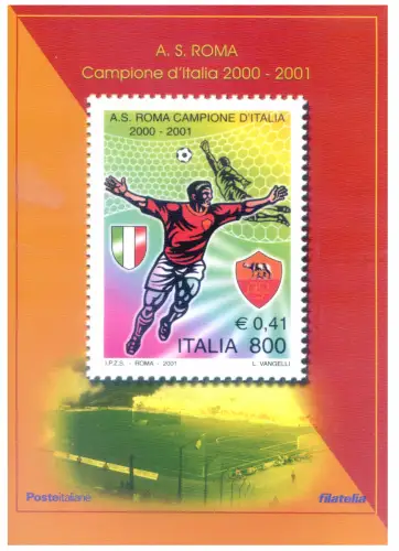 Italienische Republik. Sport. Fußball. Rom Meister 2001. Ordner.