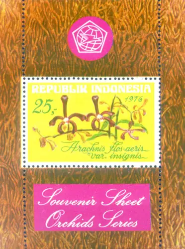Indonesien. Flora. Blumen. Orchidee 1976. Blatt.