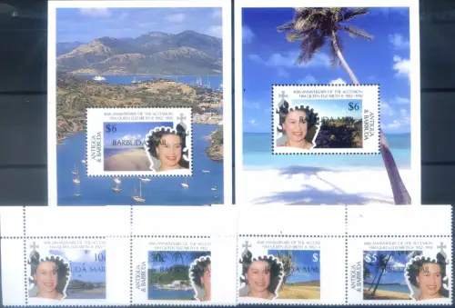 Barbuda. Königsfamilie 1992. Serie + 2 Zettel.
