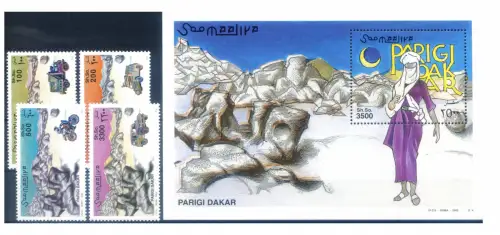 Somalia. Sport. Motorsport. Paris-Dakar 2002. Serie + Zettel.