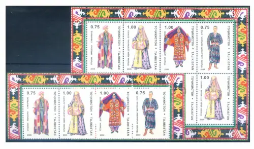Tadschikistan. Trachtenkleidung 2006. Serie + Kleinbogen.
