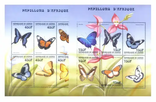 Guinea. Fauna. Farfalle 1999. 2 Miniblätter.