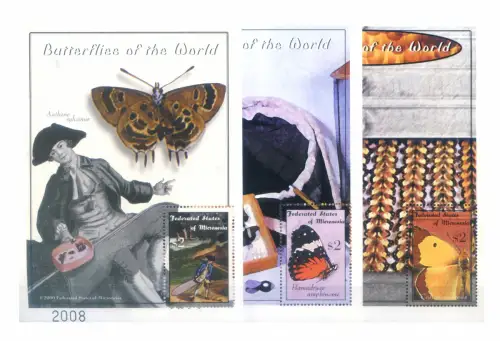 Mikronesien. Fauna. Farfalle 2000. 3 Zettel.