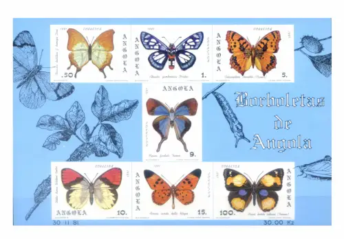 Angola. Fauna. Farfalle 1982. Bogen.