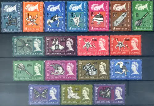 Isole Salomon. Definitiv. Flora und Fauna, 1966-1967 überdruckt.