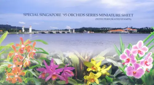 Singapur. Flora. Orchidee 1995. Zettel, im Folder.