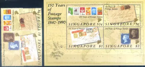 Singapur. Erstmarken 1990. Serie + Zettel.