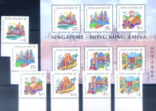 Singapur. Turismo 1999. Serie + Zettel.