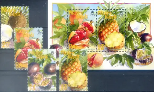 Pitcairn. Obst 2001. Serie + Zettel.