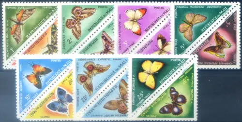 Mali. Segnatasse. Farfalle 1964.