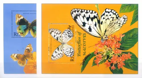 Malediven. Fauna. Farfalle 2000. 2 Zettel.