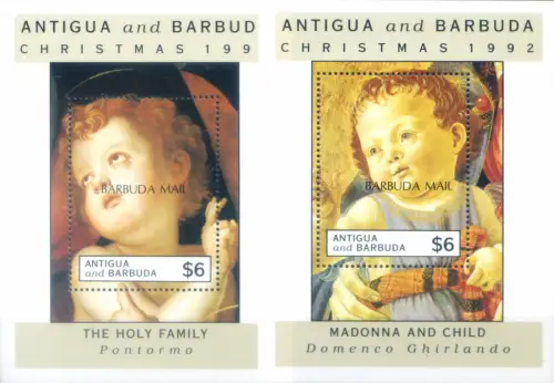 Barbuda. Weihnachten 1992. 2 Zettel. überdruckt.