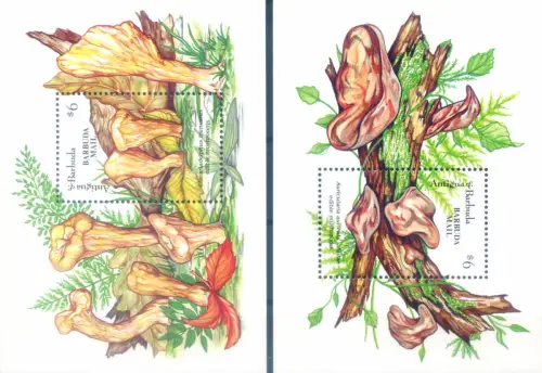 Barbuda. Pilze 1993. 2 Zettel. überdruckt.