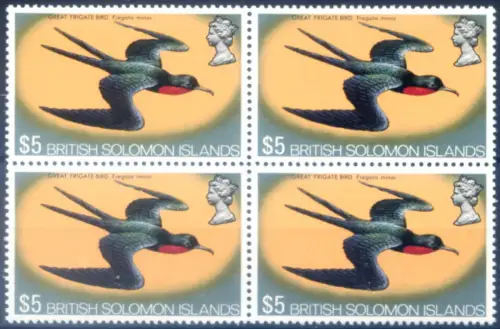 Isole Salomon. Definitiv. Fauna. Vögel 1973. Hoher Wert. Block von 4.