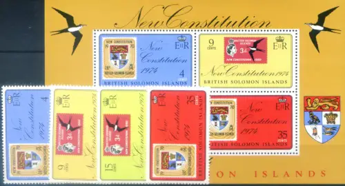 Isole Salomon. Verfassung 1974. Serie + Zettel.