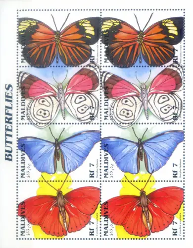 Malediven. Fauna. Farfalle 1996. Kleinbogen.