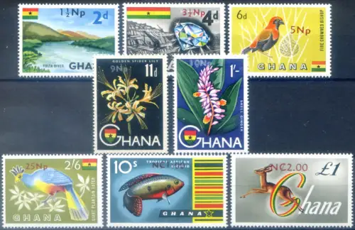 Ghana. Definitiv. Überdruckt in neuer Währung 1967 (Ordentliche Post).